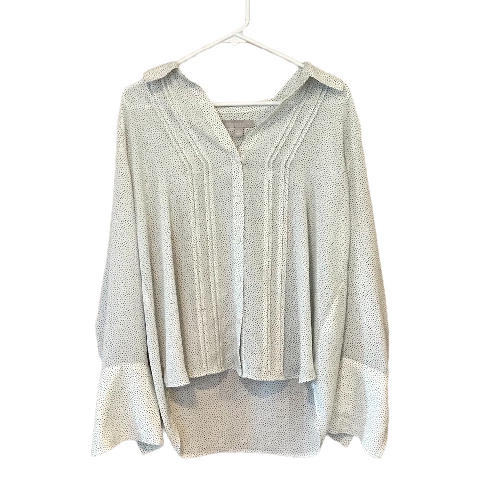 Chelsea 28 White Black Polka Dot Flowy Bell Sleeve Shirt